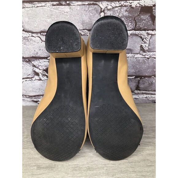 Tory Burch Tan Leather Black Patent Leather Block Heels Women’s Sz 8.5M US/39EU - Picture 6 of 16